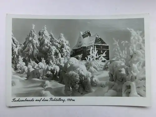 Alte AK Sachsenbaude auf dem Fichtelberg Winter Schnee [aR124]