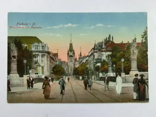 Alte AK Freiburg Breisgau Kaiserbrücke Martinstor [aR218]