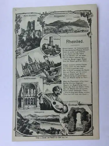 Alte AK Rhein Rheinlied Siebengebirge Königswinter [aO536]