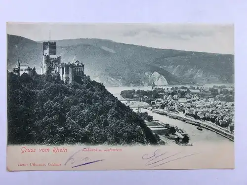 Alte AK Lahneck und Lahnstein Rhein 1902 [aO547]