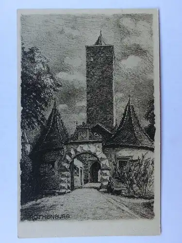 Alte AK Rothenburg nach Federzeichnung [aO643]