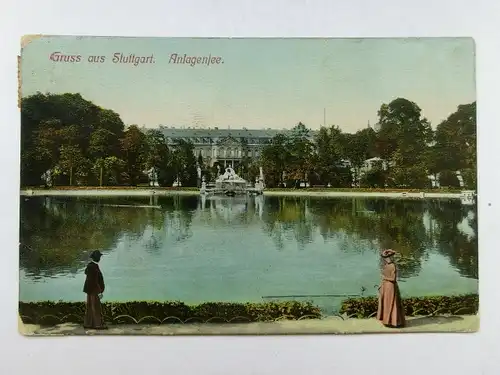 Alte AK Stuttgart Anlagensee 1907 [aO699]