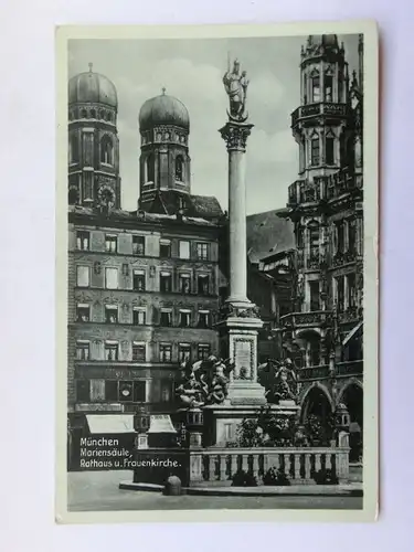 Alte AK München Mariensäule Rathaus Frauenkirche [aO713]