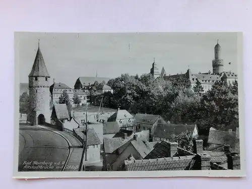 Alte AK Bad Homburg Altstadtbrücke mit Schloß (beschnitten) [aO731]