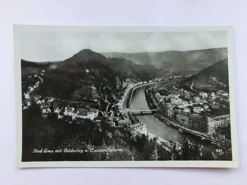 Alte AK Bad Ems mit Bäderley Concordiaturm [aO741]