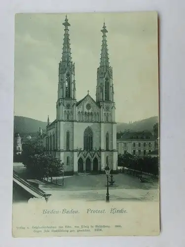 Alte AK Baden Baden Protest. Kirche um 1900 [aO745]
