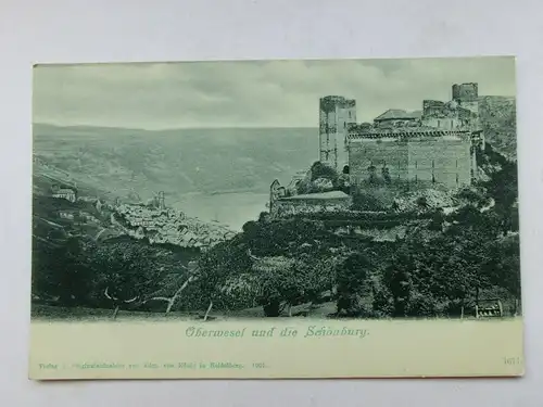 Alte AK Oberwesel und die Schönburg um 1900 [aO746]