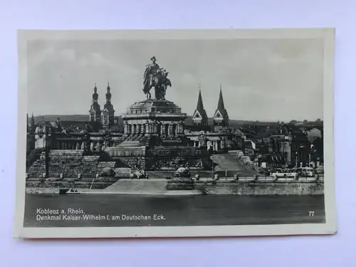 Alte AK Koblenz Kaiser Wilhelm Denkmal Deutsches Eck [aO808]