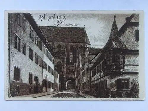 Alte AK Rothenburg Klingengasse n. Federzeichnung [aO825]