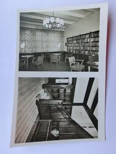 Alte AK Fotokarte Unbekannter Ort Bibliothek Hotel [aP388]