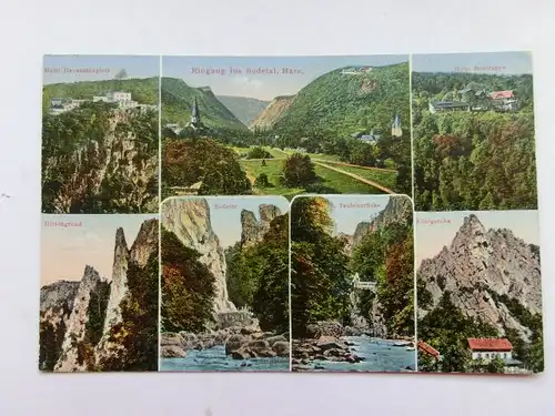 Alte AK Bodetal Mehrbildkarte Hirschgrund Teufelsbrücke [aP426]