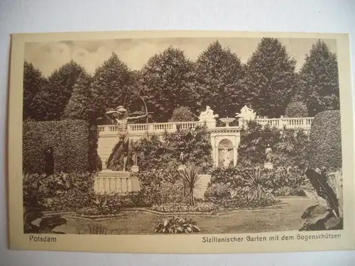 Alte AK Potsdam Sizilianischer Garten Bogenschütze [T890]