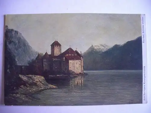 Alte AK Veytaux Schloß Chillon Künstlerkarte Courbet [T972]