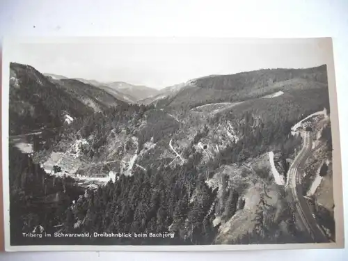 Alte AK Triberg Schwarzwald Dreibahnblick beim Bachjörg [T4]