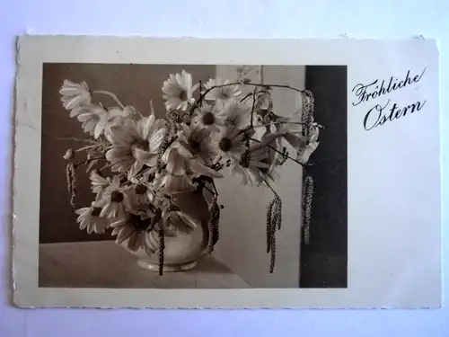 Alte AK Grußkarte Ostern Blumenvase Blumen 1935 [aH18]