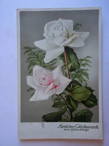 Alte AK Grußkarte Geburtstag Rose Rosen 1936 [aH31]