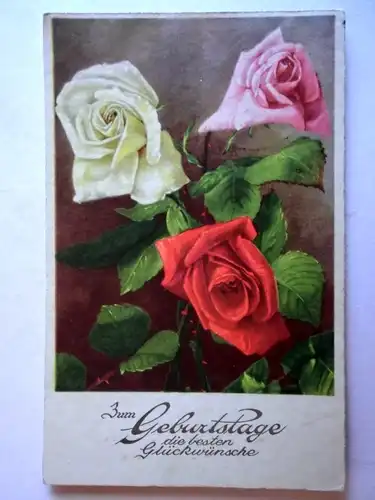 Alte AK Grußkarte Geburtstag Rose Rosen 1941 [aH34]