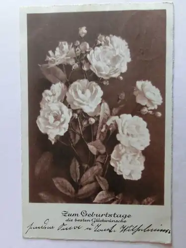 Alte AK Grußkarte Geburtstag Rose Rosen 1937 [aH77]