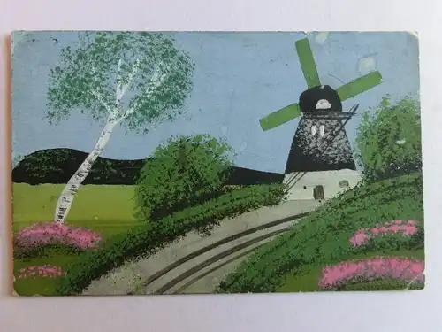 Alte AK Original Gemälde Windmühle Birke [aH107]