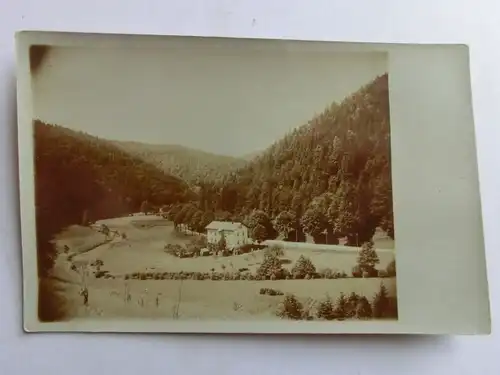 Alte AK Fotokarte Unbekannter Ort Haus Gebäude Tal um 1930 [aH202]