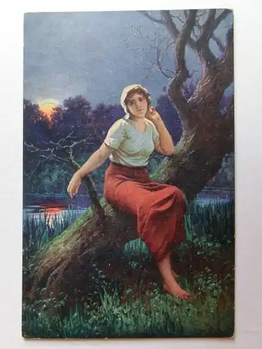 Alte AK Gemäldekarte Ad. Liebscher Hat er vergessen? [aH880]