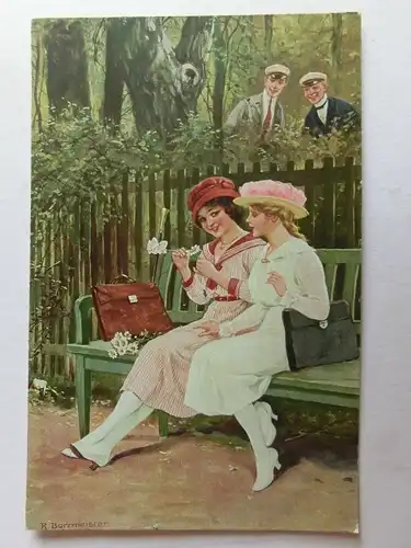 Alte AK Gemäldekarte R. Borrmeister Blumenorakel  [aH892]