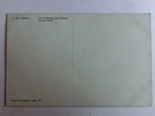 Alte AK Gemäldekarte A. v. Riesen Im Frühling des Lebens Flieder  [aH894]