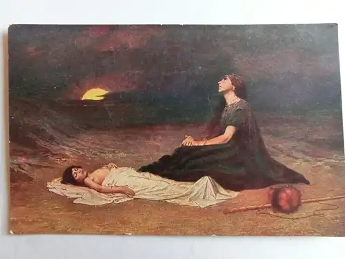 Alte AK Gemäldekarte E. K. Liska Hager und Ismael in der Wüste [aH896]