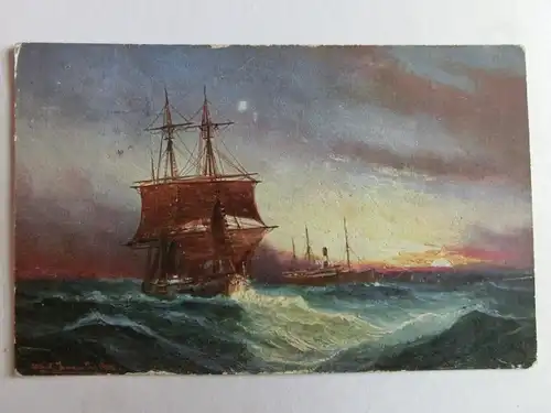 Alte AK Gemäldekarte Segelschiff [aH915]