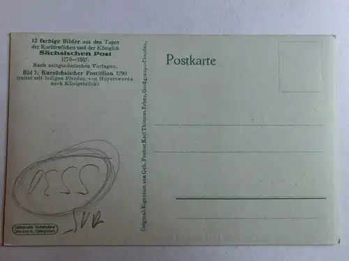 Alte AK Kursächsischer Postillion Hoyerswerda Königsbrück Pferde Post [aH919]
