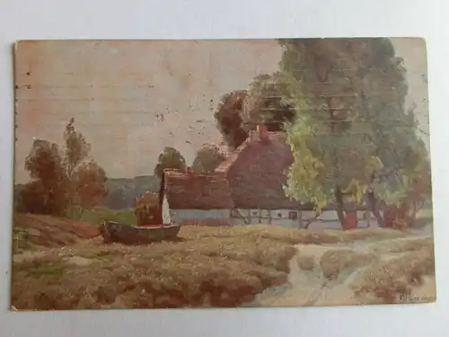 Alte AK Gemäldekarte Bauernhaus Friesenhaus [aH923]
