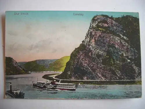 Alte AK Der Rhein Loreley Schiffe Schifffahrt um 1920 [E354]