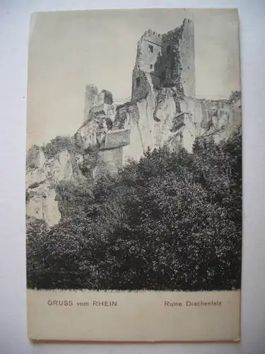 Alte AK  Rhein Ruine Drachenfels um 1916 [E361]