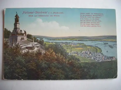 Alte AK Rüdesheim Nationaldenkmal a. d. Niederwald 1921 [E488]