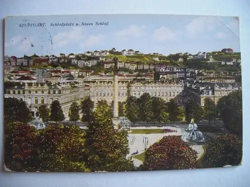 Alte AK Stuttgart Schloßplatz Neues Schloß 1927 [E871]