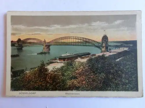 Alte AK Düsseldorf Rheinbrücke Brücke 1924 [aJ15]