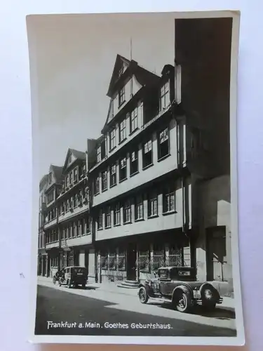 Alte AK Frankfurt Goethe Geburtshaus Autos [aJ22]
