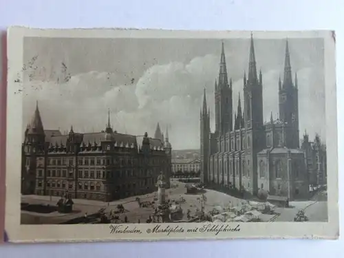 Alte AK Wiesbaden Marktplatz 1927 [aJ114]