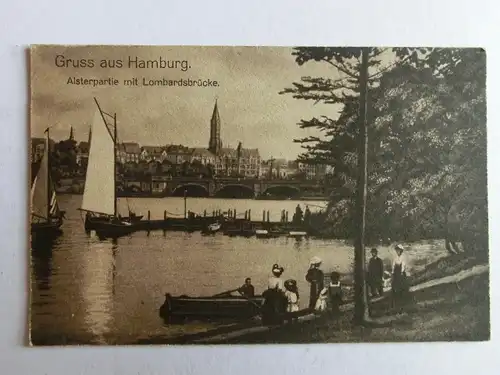 Alte AK Hamburg Alsterpartie Lombardsbrücke [aJ234]