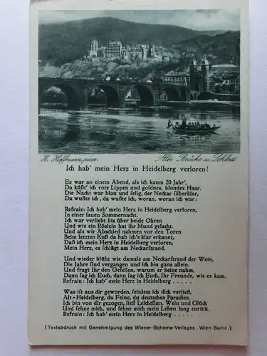 Alte AK Heidelberg Ich hab mein Herz in… Lied [aJ252]