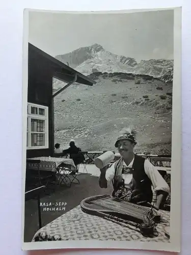 Alte AK Garmisch Partenkirchen Hochalm Tracht Zitter [aJ266]