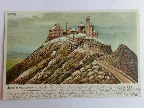 Alte AK Schneekoppe Meteorologische Station Riesengebirge 1901 [aK15]