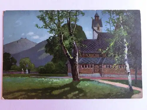 Alte AK Schreiberhau Kirche Wang Schneekoppe Riesengebirge 1917 [aK17]