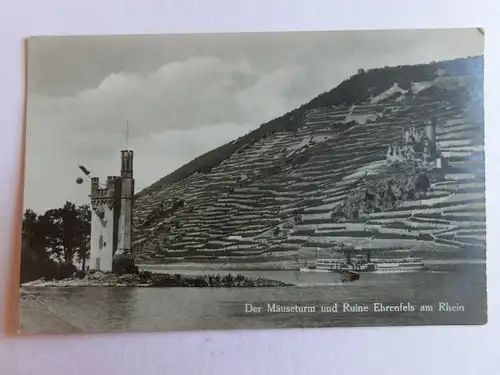 Alte AK Bingen Mäuseturm Ruine Ehrenfels 1928 [aK75]