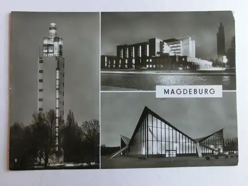 Alte AK Magdeburg Aussichtsturm Stadthalle Ausstellungszentrum [aK964]