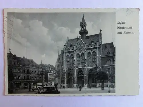 Alte AK Erfurt Fischmarkt Rathaus 1935 [aK202]