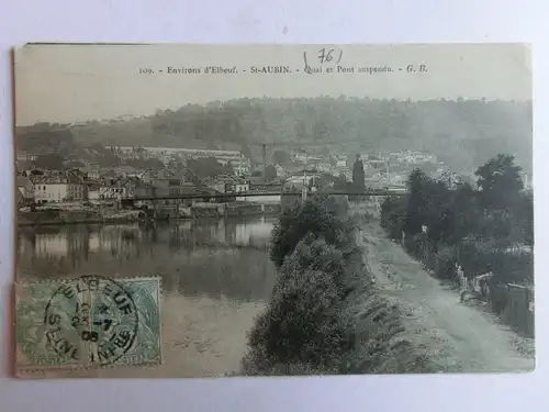 Alte AK Environs d’Elbeuf St. Aubin Quai et Pont suspendu [aM283]