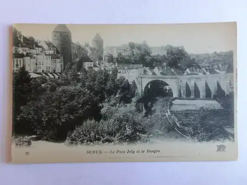Alte AK Semur Le Pont Joly et le Donjon Brücke [aM101]
