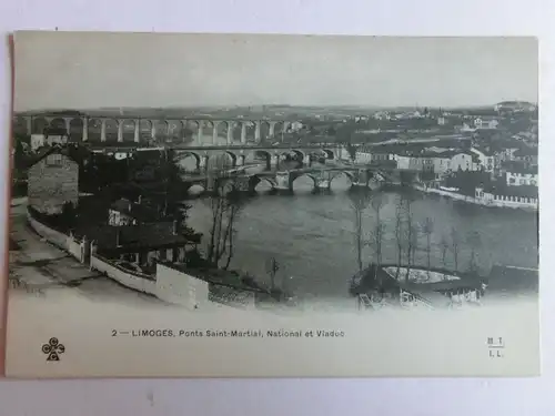 Alte AK Limoges Ponts Saint Martial, National et Viaduc Brücke [aM305]