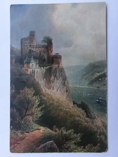 Alte AK Gemäldekarte Burg Rheinstein [aS878]